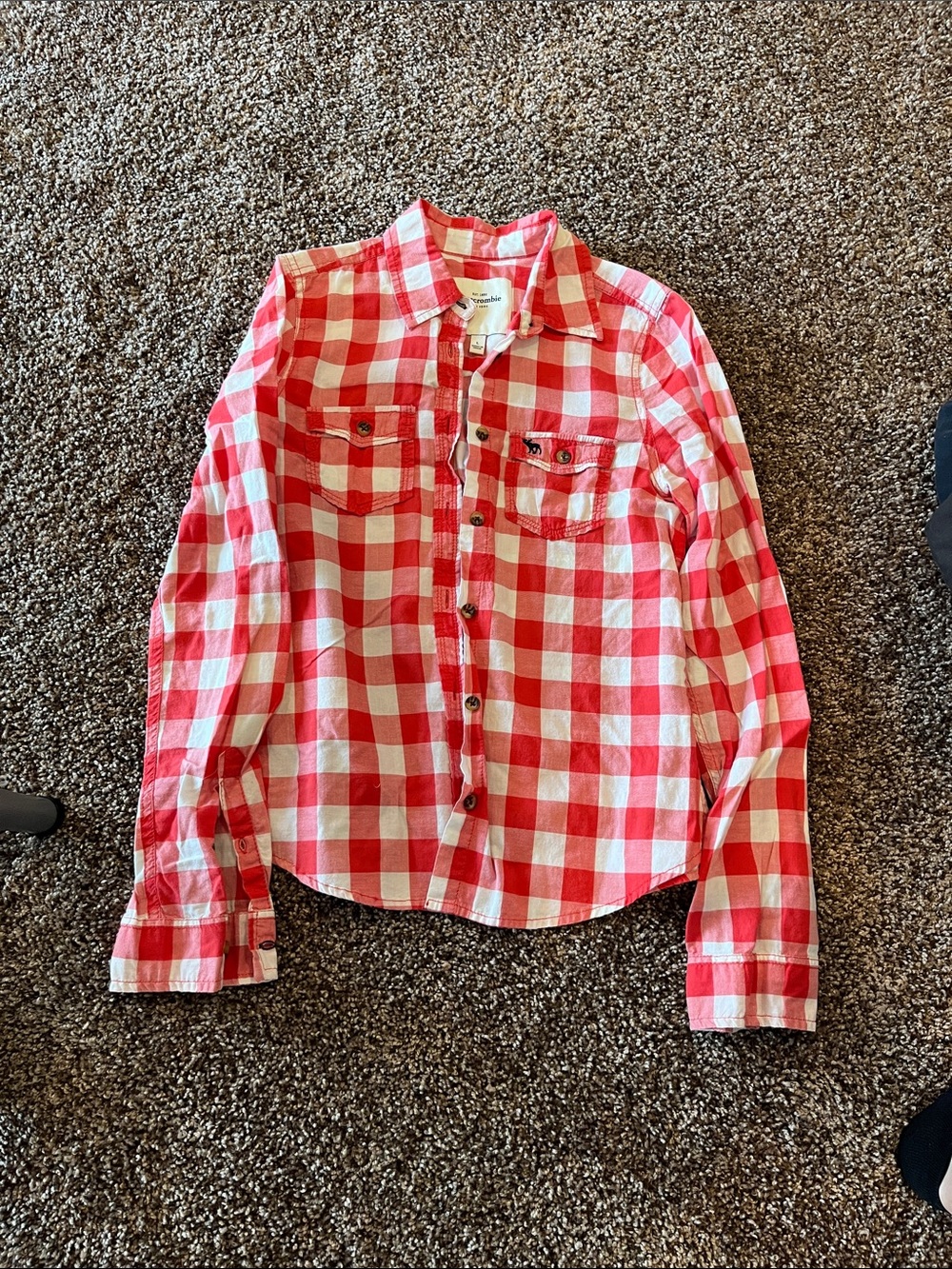 Kids Red & White Button-Up Shirt